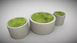 Concrete Pipe Pots with Grass