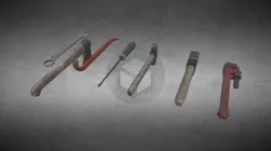 low-poly worn tools