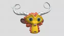 Monkey Head With Spiky Hair and Horns