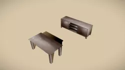 Simple Walnut Living Room Table Set