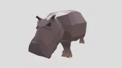 Low poly angry looking hippo