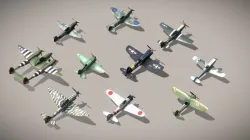 WW2 lowpoly fighters set x 10