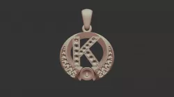 3D CAD Pearl Pendant with Letter K