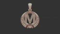 3D CAD Pearl Pendant with Letter M