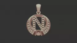 3D CAD Pearl Pendant with Letter N