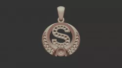 3D CAD Pearl Pendant with Letter S
