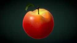 Red Apple With Green Leaf