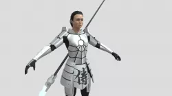 Sci-fi samurai girl Low-poly character