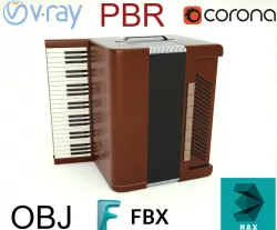 Accordion 3D model Low-poly  3D model