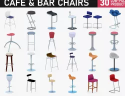 Cafe and Bar Chairs Low-poly  3D model