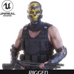 Character Soldier Bandit PBR Rigged Unreal 3D Model Low-poly  3D model