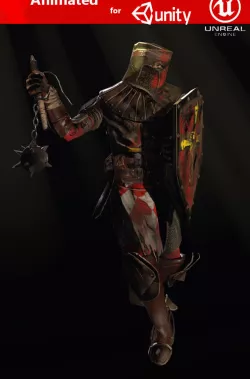 crusader with a club Low-poly  3D model