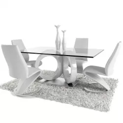 Dining Room Set in White 3D model