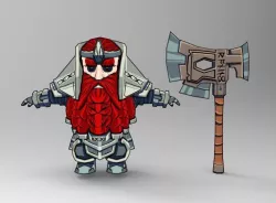 Dwarf fighter Low-poly  3D model