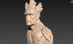 Groot Bust Statue Low-poly  3D model