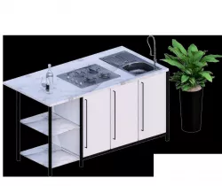 kitchen Furniture Revit and 3dmax Low-poly  3D model