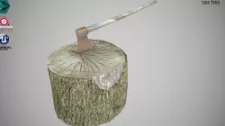 Low Poly Tree Stump Axe PBR Low-poly  3D model