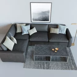 MAXWELL MODULAR LEATHER CORNER SECTIONAL 3D model