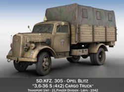 Opel Blitz - 21 Panzer-Division 3D model