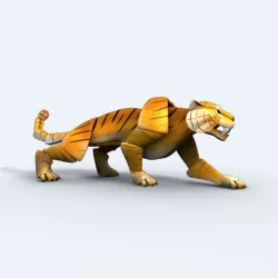 Origami Tiger Low-poly  3D model