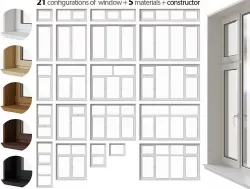 Plastic windows set and constructor 3D model