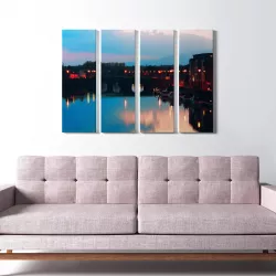 Printed Canvas - City with River Low-poly  3D model