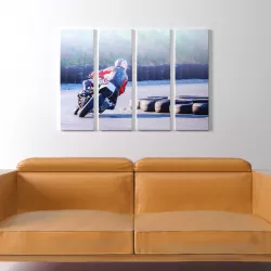 Printed Canvas - Men riding a Motorbike Low-poly  3D model