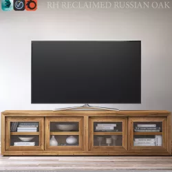 RH RECLAIMED RUSSIAN OAK GLASS MEDIA CONSOLE 3D model