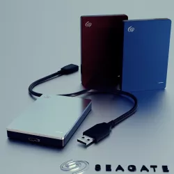 Seagate Backup Plus Slim 3D Model and Office Tools Low-poly  3D model