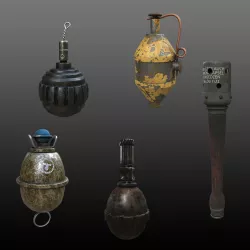 WW2 Germany Grenades Collection Low-poly  3D model
