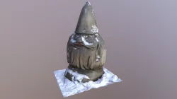 Photoscanned wooden gnome statue