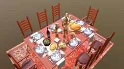 Table and props in Maya