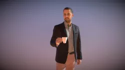 Casual Man Standing Drinking Coffee Petr
