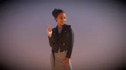 Casual Woman African Standing Leather Waving