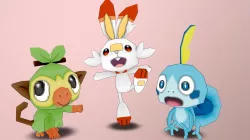 Low poly Grookey, Scorbunny, and Sobble