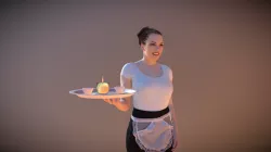 Working Waitress Dominica Walking with a Tray