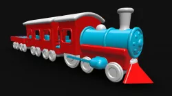 Toy Train with Passenger and Freight Carriage