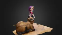 Rose Girl And Cat Obj