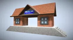 low poly train station