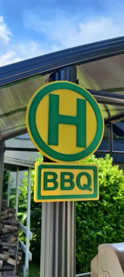 BBQ bus stop sign / BBQ Haltestelle Schild