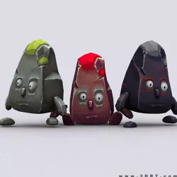 3DRT - Chibiimons - Rocky Low-poly  3D model