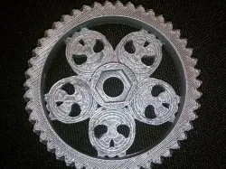 47t herringbone gear for Greg's Wade / Hack-a-Day logo skull mashup