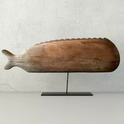 Antique Hand Carved Wooden Fish Sculpture 3D model