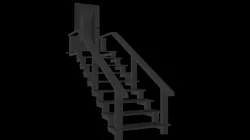 basement stair - door - door handle - handrail - step Low-poly  3D model