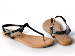 Black Toe Post Flat Sandals 3D model