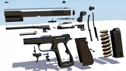 Browning Hi-Power all parts package 3D model