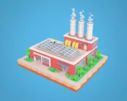 Cartoon Factory Plant 3D model
