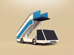 Cartoon Low Poly Airport Gangway Low-poly  3D model