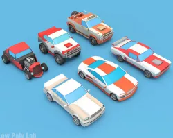 Cartoon Racing City Cars Pack Low-poly  3D model