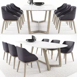 Dinning table set 8 3D model